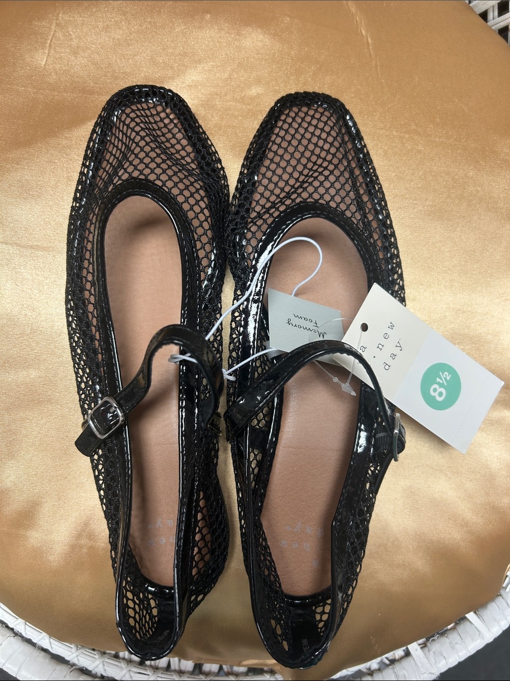 a new day Black Mesh Mary Jane Flats with Buckle